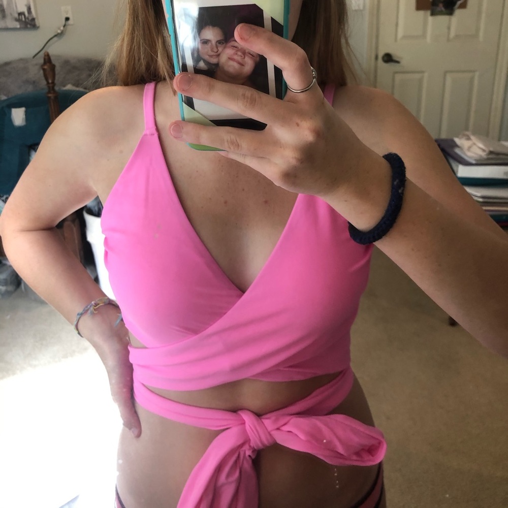 pink bikini top
